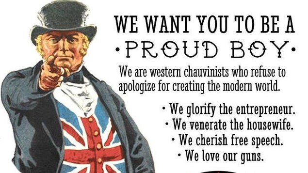 Affiche tirée de la page Facebook des Proud Boys canadiens. Affiche tirée de la page Facebook des Proud Boys canadiens.