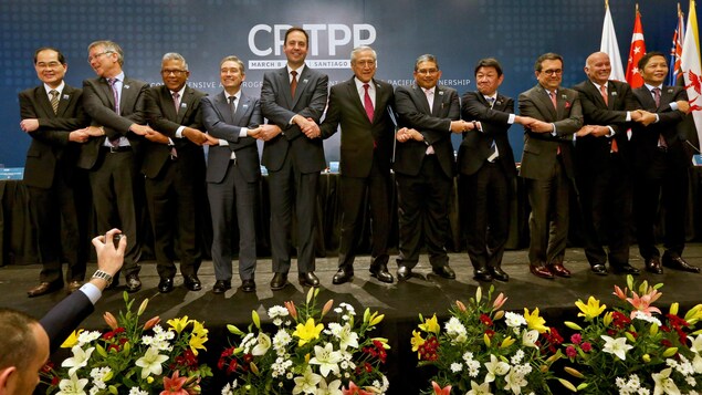 Des ministres des 11 pays signataires du PTP lors de la cérémonie de signature de l'accord, à Santiago, au Chili, en mars dernier.
