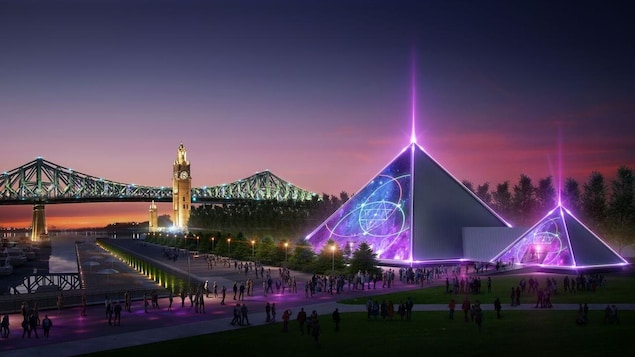 Image promotionnelle de la future pyramide PY1, sur le quai de l'Horloge, à Montréal, fournie par Lune Rouge.