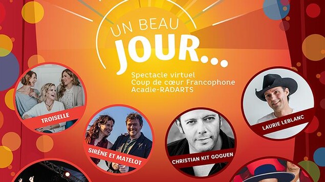 Affiche du spectacle sur laquelle on peut voir les groupe Troiselle, Sirène et matelot, Cy et Bleu Jeans Bleu.