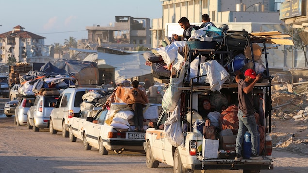 巴勒斯坦人從南部城市拉法（Rafah）撤離。