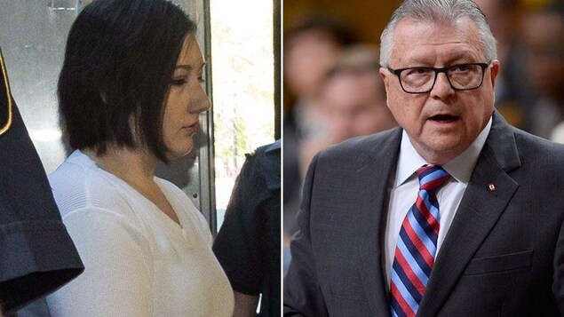 Photo de Terri-Lynne McClintic (à gauche) et photo de Ralph Goodale en train de parler à la Chambre (à droite). Photo de Terri-Lynne McClintic (à gauche) et photo de Ralph Goodale en train de parler à la Chambre (à droite).