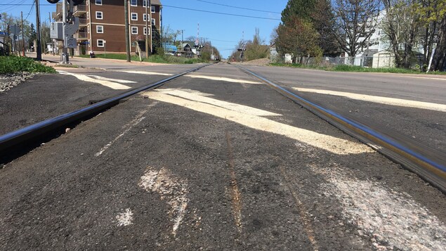 C'est à ce passage à niveau au centre-ville de Moncton que Steven Harel a été heurté par un train de marchandises en juillet 2016. C'est à ce passage à niveau au centre-ville de Moncton que Steven Harel a été heurté par un train de marchandises en juillet 2016.