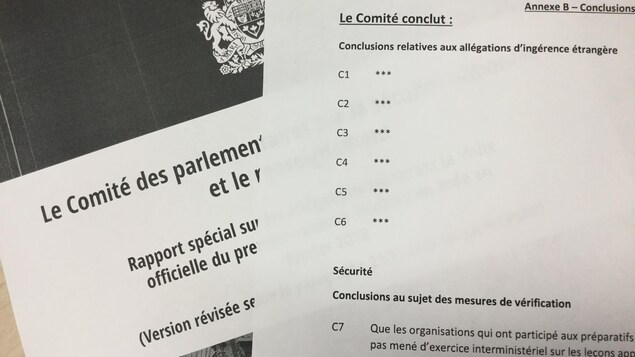 Les six conclusions de la section sur les allégations d'allégeance étrangère ont tous été caviardés. Les six conclusions de la section sur les allégations d'allégeance étrangère ont tous été caviardés.