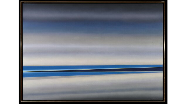 Tableau dans les teintes de gris et de bleu