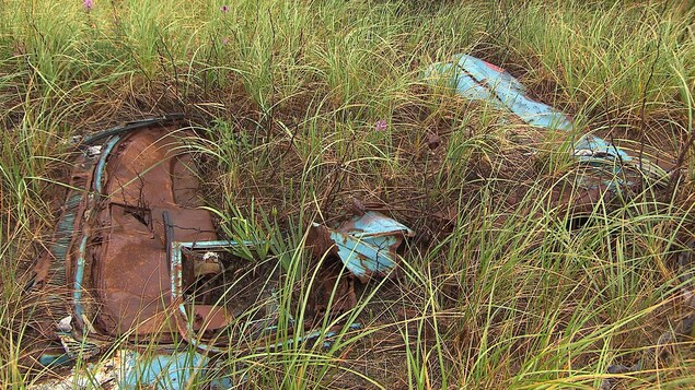 La végétation pousse au travers d'une carcasse de voiture qui doit être laissée à l'abandon depuis plusieurs années. La végétation pousse au travers d'une carcasse de voiture qui doit être laissée à l'abandon depuis plusieurs années.