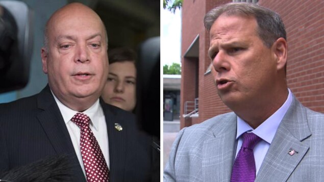 L'ex-ministre des Transports du Québec Robert Poëti et le président de la Fraternité des policiers de la Ville de Montréal, Yves Francoeur