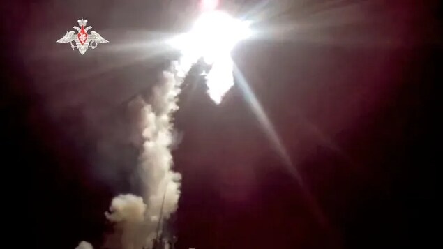 In this photo taken from video released on Monday, Nov. 29, 2021 by the Russian Defence Ministry Press Service, The Admiral Gorshkov frigate of the Russian navy launches a Zircon hypersonic cruise missile in the White Sea. The launch was the latest in a series of tests of the Zircon, which is set to enter service next year.
