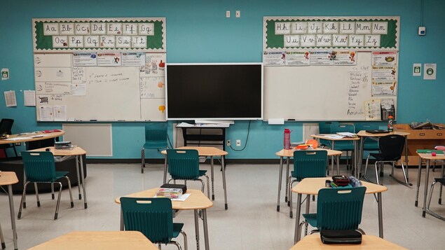 Une salle de classe avant l'arrivée des élèves.