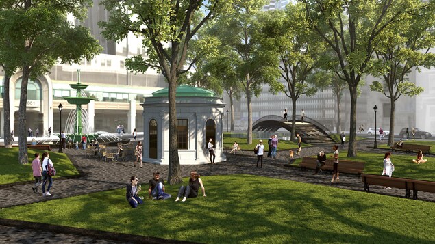 Le future square Dorchester, tel qu'imaginé par l'administration Plante Le future square Dorchester, tel qu'imaginé par l'administration Plante