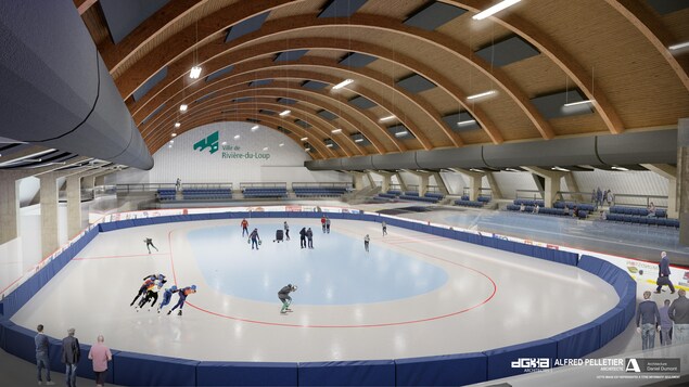 Un dessin en trois dimensions donne une idée de l'apparence de la patinoire de la Cité des Jeunes, après les rénovations.