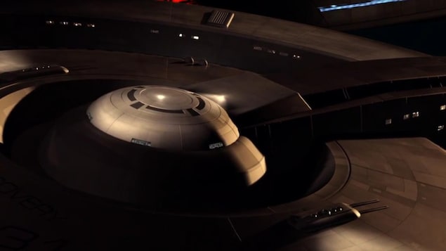 Le vaisseau spatial USS Discovery, dans la nouvelle série « Star Trek: Discovery ». Le vaisseau spatial USS Discovery, dans la nouvelle série « Star Trek: Discovery ».