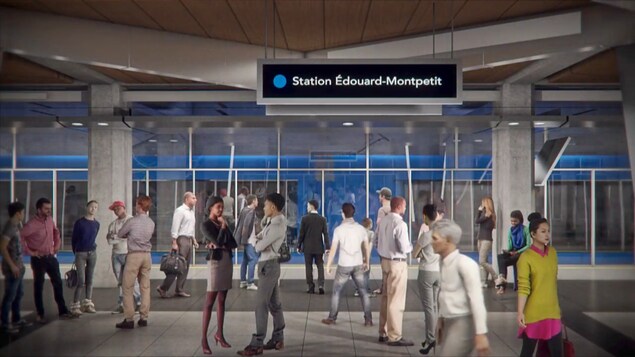 Représentation artistique d'une station projetée du Réseau électrique métropolitain
