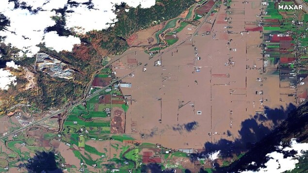 Des images satellites saisissantes de Sumas Prairie en Colombie-Britannique