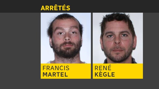 Francis Martel et René Kègle ont été arrêtés et formellement accusés du meurtre prémédités d'Ophélie Martin-Cyr. Francis Martel et René Kègle ont été arrêtés et formellement accusés du meurtre prémédités d'Ophélie Martin-Cyr.