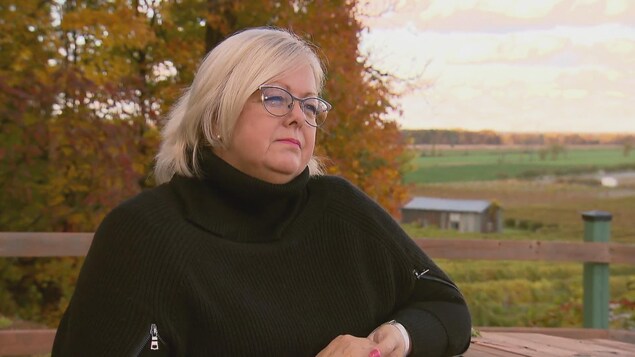 Mme D'Amours répond aux questions de la correspondante parlementaire Véronique Prince.