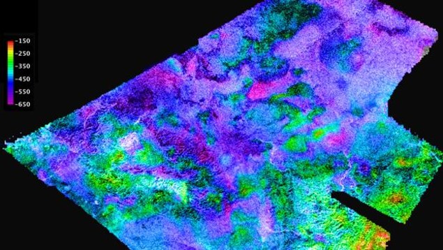 L'une des images radars utilisées pour réaliser la cartographie. L'une des images radars utilisées pour réaliser la cartographie.
