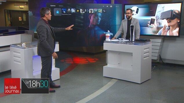 Bruno Savard et Jean-François Blanchet sur le plateau du Téléjournal Québec.