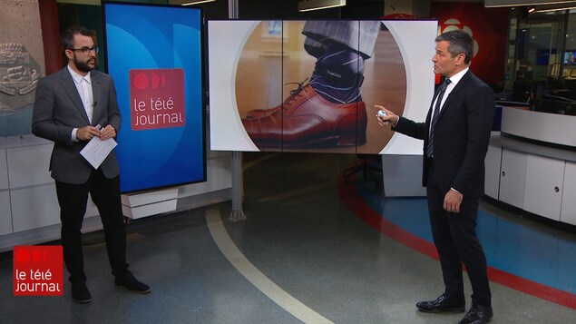 Jean-François Blanchet et Bruno Savard sur le plateau du Téléjournal Québec.