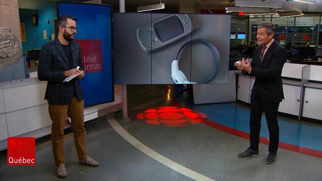 Jean-François Blanchet et Bruno Savard sur le plateau du Téléjournal Québec.