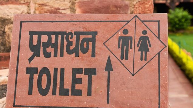 Une indication de toilettes en hindi et en anglais Une indication de toilettes en hindi et en anglais