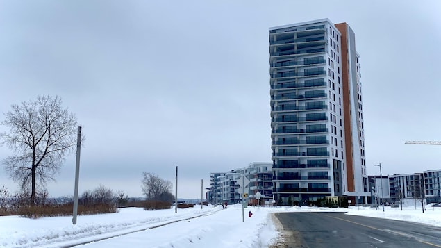 La tour Adresse sur le fleuve en hiver.