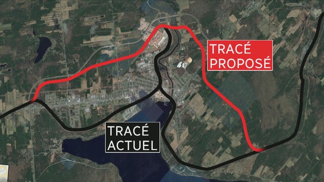 Le tracé proposé de la voie de contournement. Le tracé proposé de la voie de contournement.