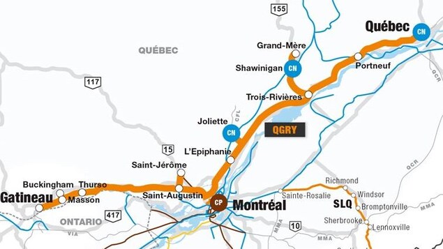 Carte ferroviaire dans le sud Québec Carte ferroviaire dans le sud Québec