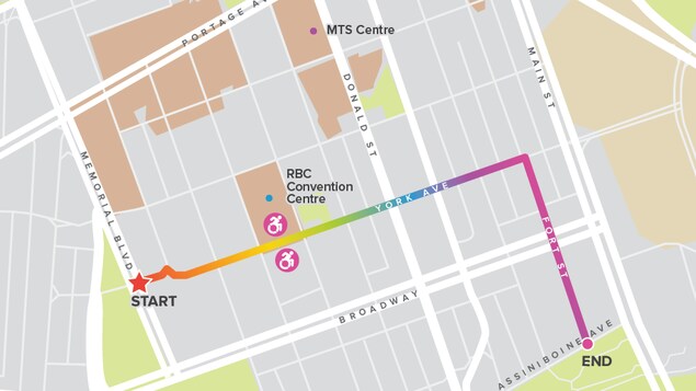 Une carte du centre-ville de Winnipeg. Une carte du centre-ville de Winnipeg.