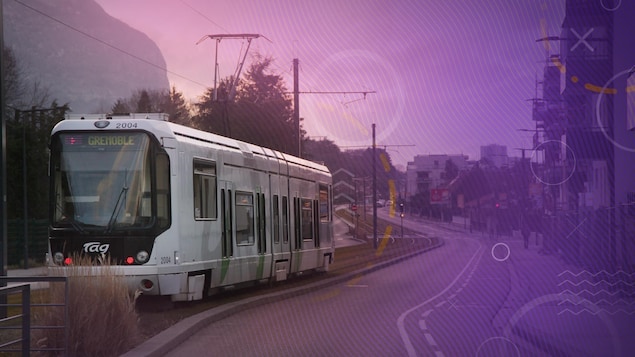 Le tramway dans une banlieue de Grenoble