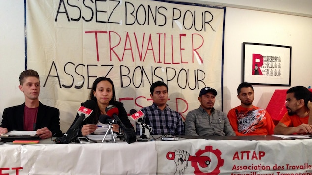 La conférence de presse du Centre des travailleurs et travailleuses immigrants et de l'Association des travailleuses et travailleurs étrangers temporaires.