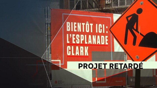 Vu du site de l'Esplanade Clark, dans le centre-ville de Montréal, toujours en construction.