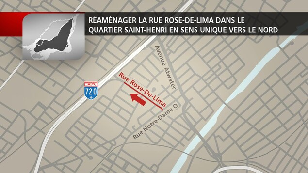 La rue Rose-de-Lima est maintenant un sens unique en direction nord. La rue Rose-de-Lima est maintenant un sens unique en direction nord.