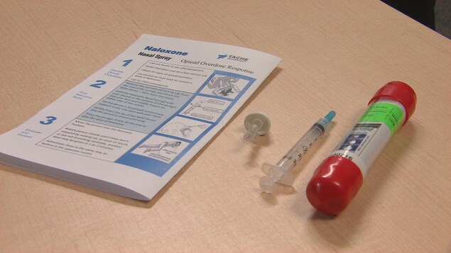 La trousse de naloxone comprend une seringue, un atomiseur et des instructions. La trousse de naloxone comprend une seringue, un atomiseur et des instructions.