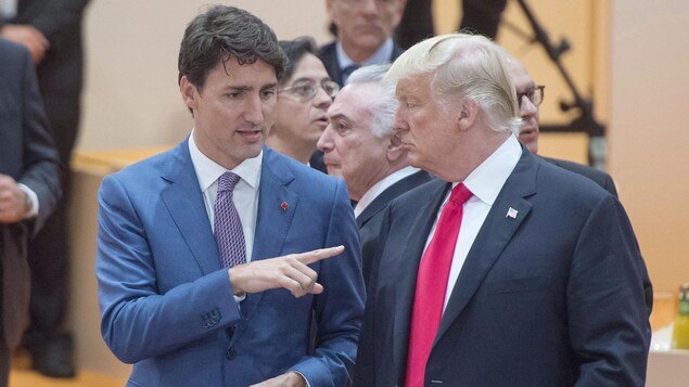 Le premier ministre Justin Trudeau et le président Donald Trump lors d'une précédente rencontre en Allemagne