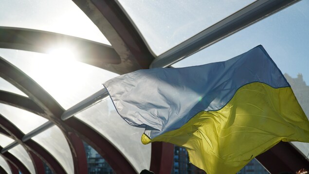 Le drapeau ukrainien.