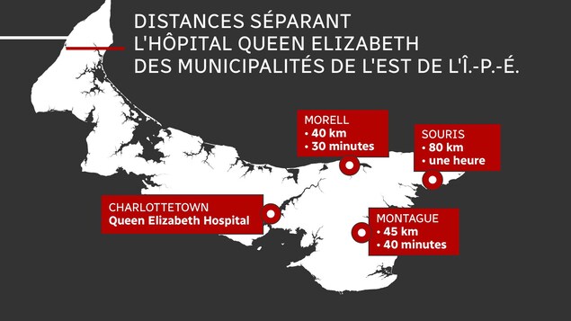 Une carte avec les point de service de santé. Une carte avec les point de service de santé.