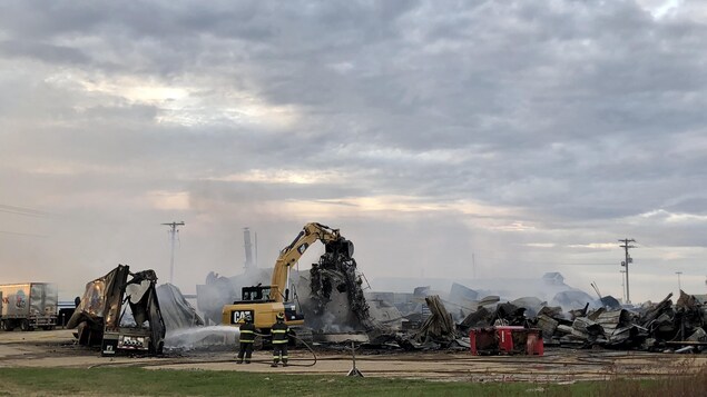 Ce qu’il reste de l’usine Pêcheries de Chez-Nous Ltée, après l'incendie du 21 mai 2020.