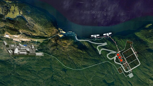Montage montrant à quel endroit seraient construites les usines de Métaux Blackrock et Énergie Saguenay.
