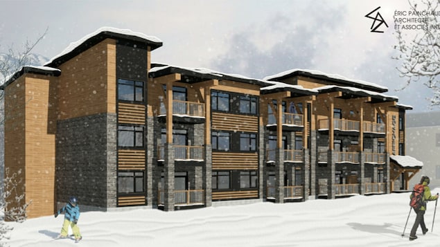 Une image qui provient d'une firme d'architectes où on voit une unité de plusieurs condos.