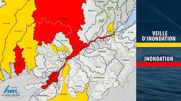 Les régions touchées par une veille d'inondations Les régions touchées par une veille d'inondations