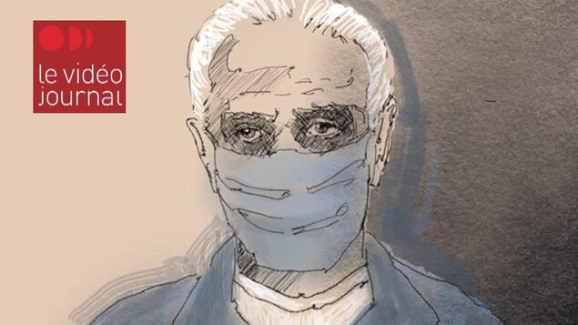 Croquis de Jacques Delisle portant un masque.