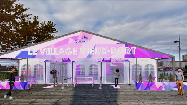Le chapiteau permanent du Village Vieux-Port, en croquis