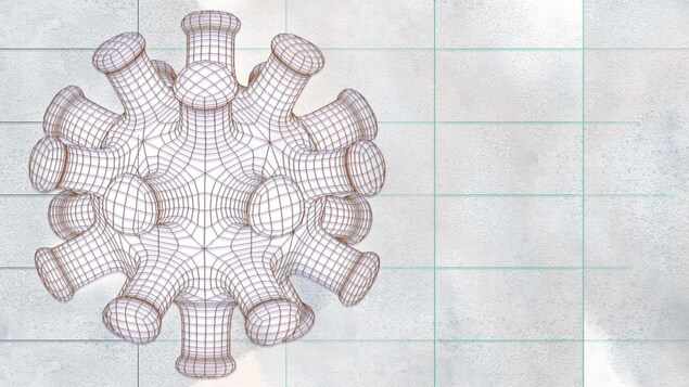 Une représentation en 3D du coronavirus.