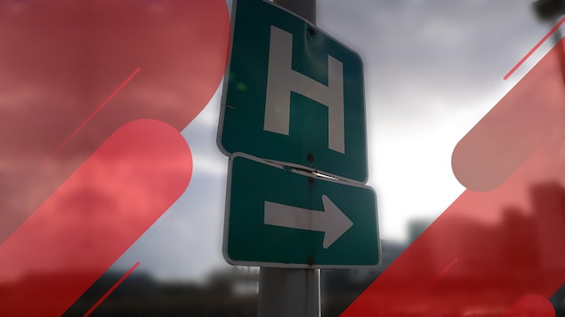 Une affiche indiquant un hôpital.