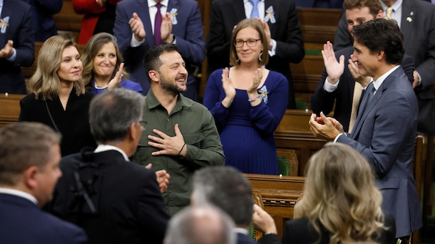 Ukrainian President Volodymyr Zelensky received a long standing ovation in the House of Commons in Ottawa.