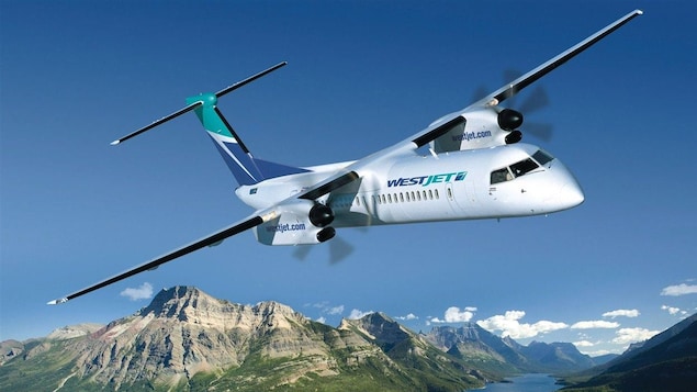 Un Q400 de Bombardier aux couleurs du transporteur WestJet. Un Q400 de Bombardier aux couleurs du transporteur WestJet.