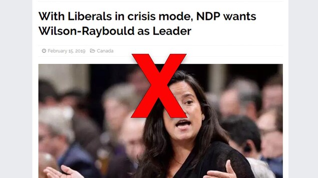 Nous voyons une photo de Jody Wilson-Raybould ainsi que le titre: «Alors que les Libraux sont en crise, le NPD veut Wilson-Raybould comme chef»