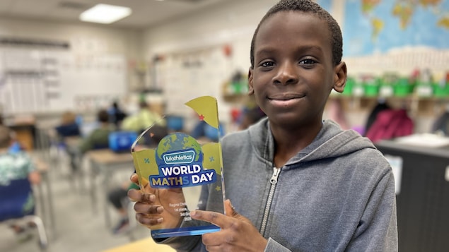Un jeune participant de Regina à la compétition de calcul mental du World Maths Day, le 23 mars 2026.