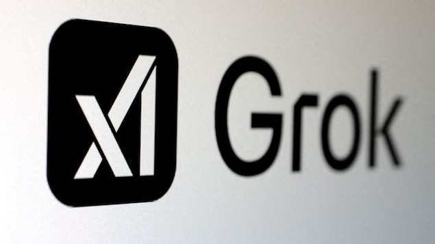 A screen with the Grok logo.